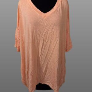 Peach V Neck Oversized Top  4023  NWT Boutique